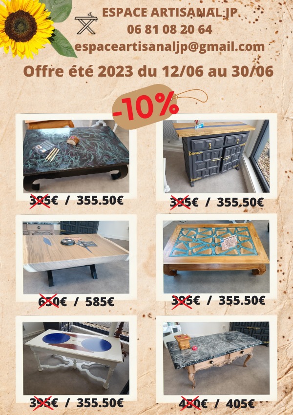OFFRE D’ÉTÉ SUR L’ESPACE ARTISANAL JP